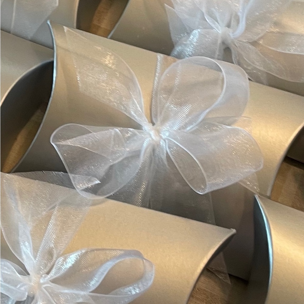 Wedding/Party- Silver Pillow Boxes - Quantity 60